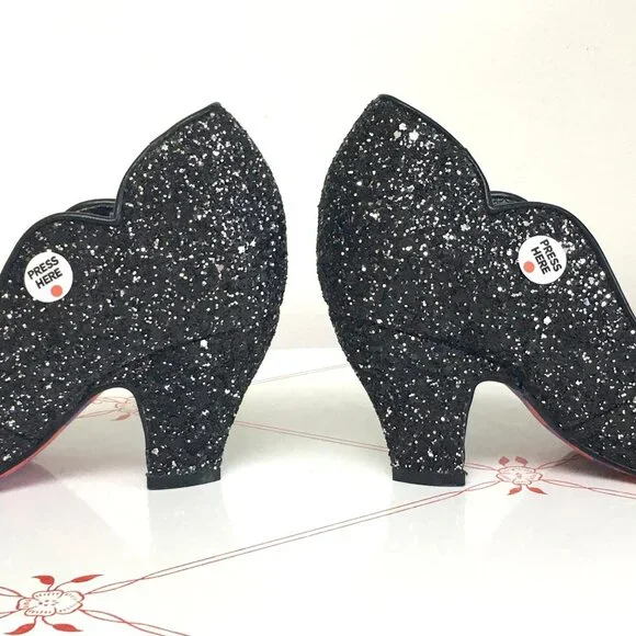 Irregular Choice Black & Silver Rhinestone "Deck The Halls" Shoes - Size 6EU/39E - Picture 4 of 13